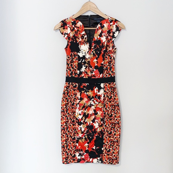 French Connection Multicoloured Printed Sheath Dress - Size 4 - Picture 3 of 8